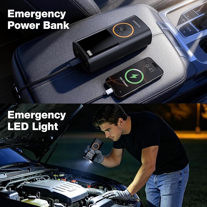 OlarHike Tire Inflator Portable Air Compressor,Electric Pump with LED Light & Digital Pressure Gauge
