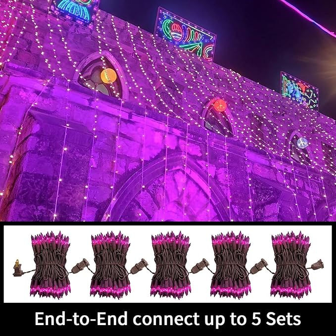 LAMPHOME Halloween Purple String Lights, 100 Mini Fairy Lights Set, Brown Wire 20Ft Traditional Halloween Holiday Décor for Home, Christmas Tree, Bedroom, Patio, Wedding
