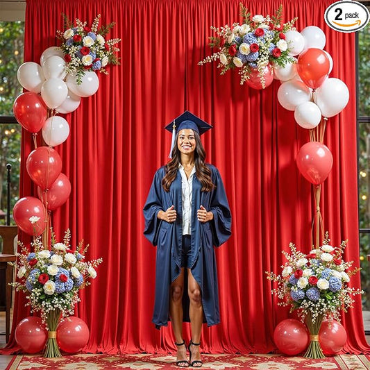 Red Backdrop Curtain for Parties Wedding Wrinkle Free Red Photo Curtains Backdrop Drapes Fabric Decoration for Birthday Party Baby Shower Christmas 5ft x 7ft,2 Panels