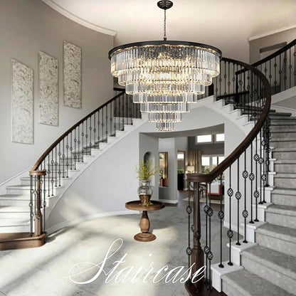 24 Lights Empress Crystal Chandelier Lighting Modern Contemporary Chandeliers Pendant Ceiling Lamp Lights Fixture 7-Tier for Dining Room Living Room Hotel Showroom W39.4