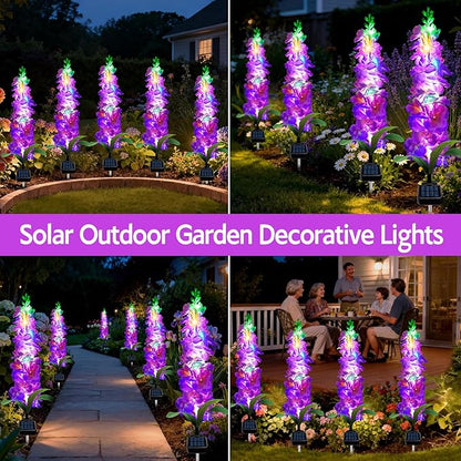 MRHEPHAESTUS Solar Garden Lights, Solar Purple Delphinium Flowers Lights 8 Pack 160 LEDs, Waterproof Outdoor Light Two Lighting Modes for Outside Wedding Party Garden Yard Patio Lawn Decor