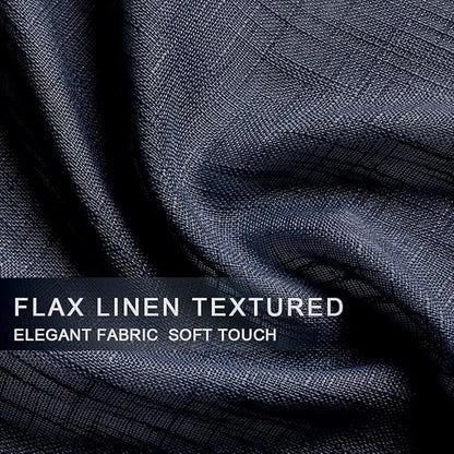 XTMYI Blue Cafe Curtains for Kitchen Window 36 Inch Length Faux Linen Look Short Small Semi Sheer Curtains for Bathroom Bedroom Navy Blue