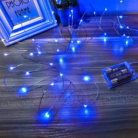 Ariceleo Led Fairy Lights Battery Operated, 4 Packs Mini Battery Powered Copper Wire Starry Fairy Lights for Bedroom, Christmas, Parties, Wedding, Centerpiece, Decoration (5m/16ft Blue)