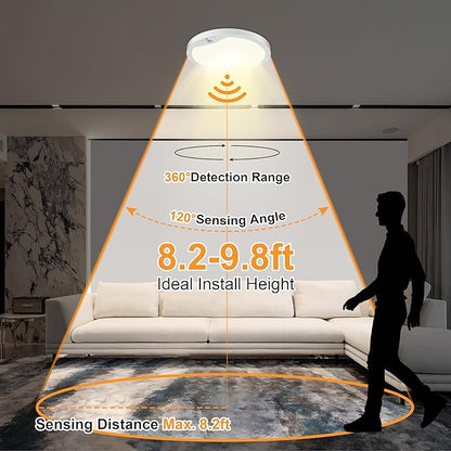 2-Pack 20W Motion Sensor Ceiling Lights Hard-Wired, 9Inch Indoor Motion Activated LED Ceiling Light Fixtures with 3 Modes, 4000K Flush Mount Lights for Closet Stairwell Hallway, NOT Battery Operated