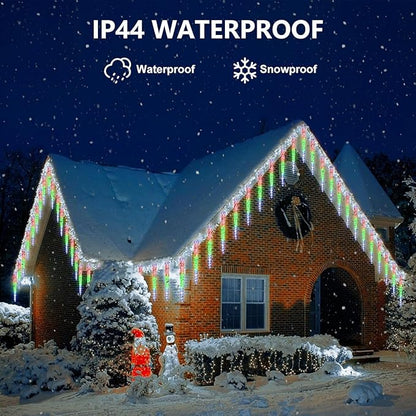 Brightown Color Changing Icicle Lights Outdoor 32.8FT 20 Tubes 100 LED Smart Christmas Lights, 39 Color Modes Waterproof Connectable Icicle Indoor Decoration for Tree Patio Roof Holiday, Smart