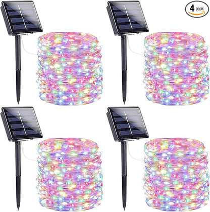 Extra-Long Solar String Lights for Outside, 4 Pack 400LED Solar Fairy Lights Outdoor Waterproof, Copper Wire with 8 Modes Solar Twinkle Lights for Tree Garden Party Patio Xmas Decor (Multicolor)