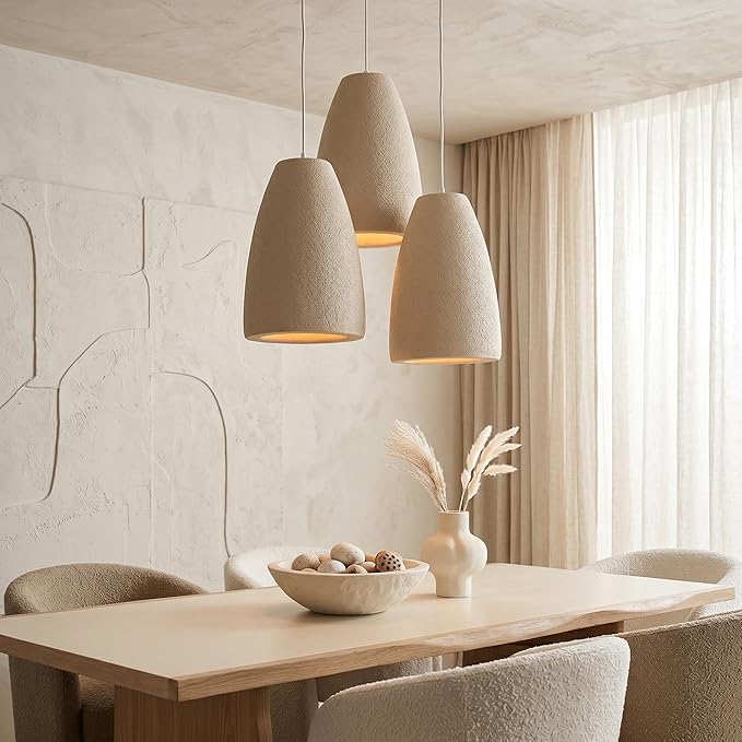 JAYMP Wabi Sabi Pendant Light for Dining Room Kitchen Island Light Hallway Restaurant Hanging Lamp E26 Base Japanese Style Wine Bottle Shape Lighting Fixture, 1 Pack (Light Brown,A Shape, D35×H51cm)