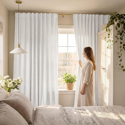 StangH White Velvet Curtains 108 inches Long, Luxury Back Tab Privacy Protect Window Drapes for Living Room Sliding Door/Patio/Laundry, W52 x L108, 2 Panels