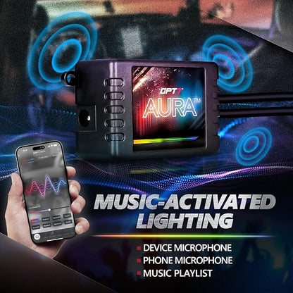 OPT7 Aura DreamColor Boat Lights Waterproof, 12V RGB-IC Marine LED Strips with APP & Remote Control, Multi Color Chasing Lighting Kit, Interior Deck Light for Pontoon Jon Bass Boat, Outdoor Gifts