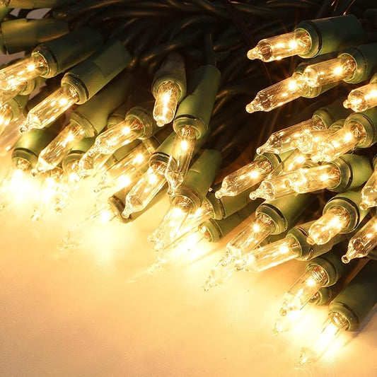 3 Sets Christmas Lights, 150 Count 33 FT Each Mini String Lights, Clear Green Wire Fairy Light, 120V UL Certified Connectable Xmas Tree Light for Holiday Patio Party Outdoor Decoration, Warm White