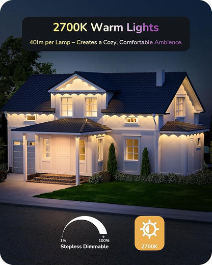 EDISHINE 200FT Outdoor Permanent Lights for House, Cuttable 120 RGBIC LED Smart Eave Lights, 111+ Scene Modes Outdoor Smart Lights, APP/Voice/Remote, IP67 Waterproof for House Outdoor Decor