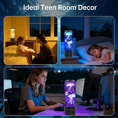 Jellyfish Lamp With Bluetooth Speaker, 17 Colors Changing & 4 Lighting Modes Jelly Fish Light Lamp, USB Powered Jellyfish Decor Light, Christmas Halloween Gifts for Teen Room Decoration, Black