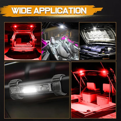 UTV Dome Light Universal Roll Bar Mount LED Interior Light Utility Roll Cage Courtesy Lights for UTV Polaris RZR ATV Can-Am Kawasaki Trucks Car Off Road Golf Cart - Red/White