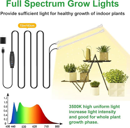13 Inches LED Grow Light Strips, Grow Lights Match The Flower Stand for Indoor Plants Full Spectrum 3500K Plant Lamp with 3/9/12H Timer, 10 Dimmable Levels for Seedling Succulent, 2 Head 2 Pack