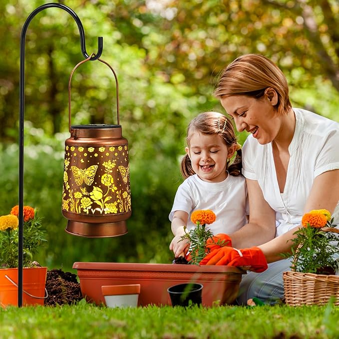 Solar Lanterns Outdoor Waterproof,Mothers Day Gifts,Birthday Gifts for Women Mom Grandma,Garden Decor Metal Hanging Decorative Solar Lights,Gardening Gifts for Yard,Patio, Lawn,Tabletop(Butterfly)