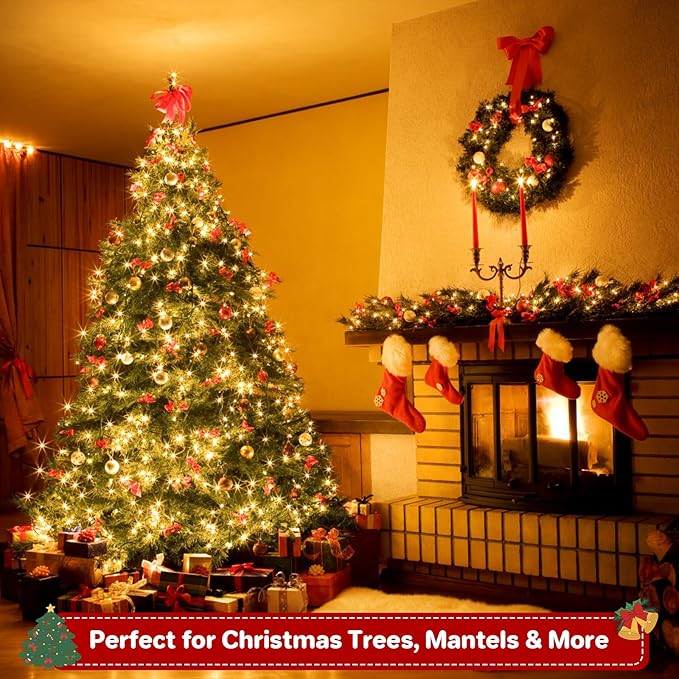 FairyGlim Battery Christmas Lights with Remote, 66ft 200LED Fairy Lights Battery Operated with Timer 8 Modes Waterproof for Outdoor Party Holiday Xmas Christmas Trees Decoration (Warm White)