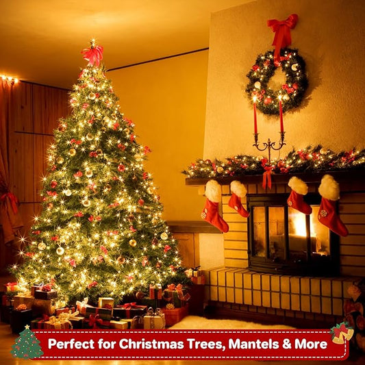 2Pack Connectable Total 132Ft 400 LED Christmas Lights with Timer, Green Wire Fairy Starry String Lights Plug in, 8 Modes and Memory, forIndoor Outdoor Xmas Tree Wedding Party Decoration,Warm White