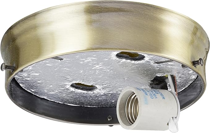 Aspen Creative 22106-07-1, Flush Mount Ceiling Fixture Shade Holder Kit in Antique Brass Finish 6-1/4" Fitter, 6-3/4" Diameter x 1-1/2" Height