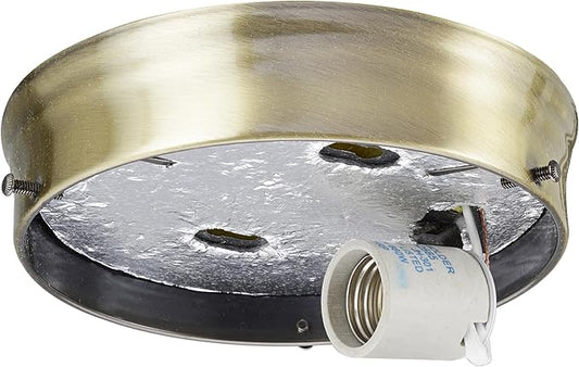 Aspen Creative 22106-07-1, Flush Mount Ceiling Fixture Shade Holder Kit in Antique Brass Finish 6-1/4" Fitter, 6-3/4" Diameter x 1-1/2" Height