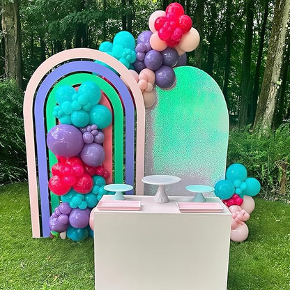 HILAVO Pink Purple Blue Balloons 60 Pcs Hot Pink Light Pink Teal Purple Latex Balloon Pastel Purple Teal Pink Confetti Balloons for Kids Magic Theme Mermaid Princess Birthday Baby Shower Party Decor