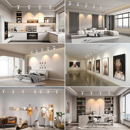 10W Zoomable 5-Color LED Ceiling Spotlight White Directional Ceiling Light Indoor Adjustable Ceiling Spot Light Fixture Dimmable Flush Mount Accent Lighting 15-60° for Kitchen 1000lm CRI90