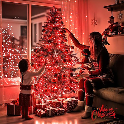 JMEXSUSS 150 LED Red Christmas Lights Indoor Outdoor Waterproof, Connectable 59 Ft Red String Lights Plug in, 8 Modes Twinkle Fairy Light for Bedroom Patio Party Tree Holiday Decor (Pack of 2)