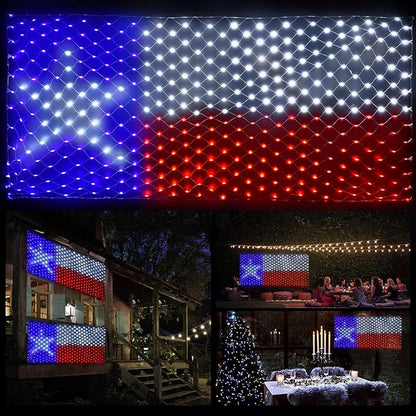 Leisure world 384 LED Texas Flag Net Lights – 6.6ft x 3.3ft, 8 Modes, Waterproof, Super Bright for 250th Anniversary, 4th of July, Christmas Party & Holiday Decorations