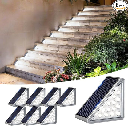 Solar Step Lights Outdoor Waterproof IP65,Cool White Solar Stair Lights, Outdoor Light Decor for Stair, Deck, Step, Porch and Outside Patio, 8 Pack