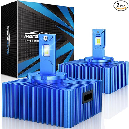 Marsauto D5S Bulbs, Ultra Bright 6500K White 1:1 OEM Size IP68 Waterproof 3-Min Plug and Play Pack of 2