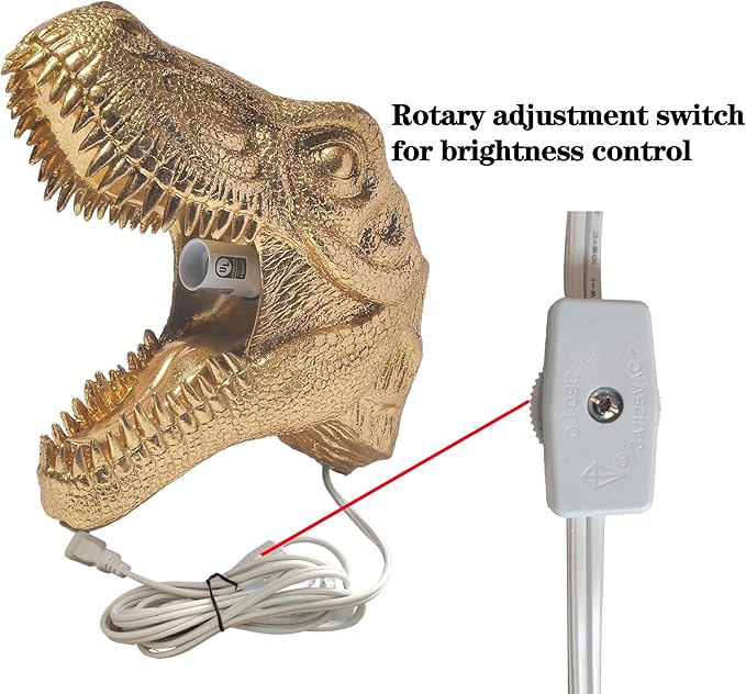 Plug in Wall Sconces -Resin Dinosaur Statue Wall Light- Suitable for Bedroom、Living Room and Hallway