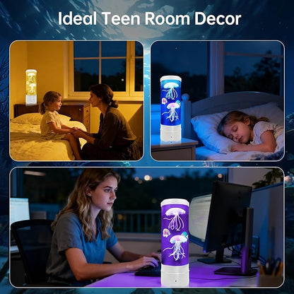 Jellyfish Lamp With Bluetooth Speaker, 17 Colors Changing & 4 Lighting Modes Jelly Fish Light Lamp, USB Powered Jellyfish Decor Light, Christmas Halloween Gifts for Teen Room Decoration, White