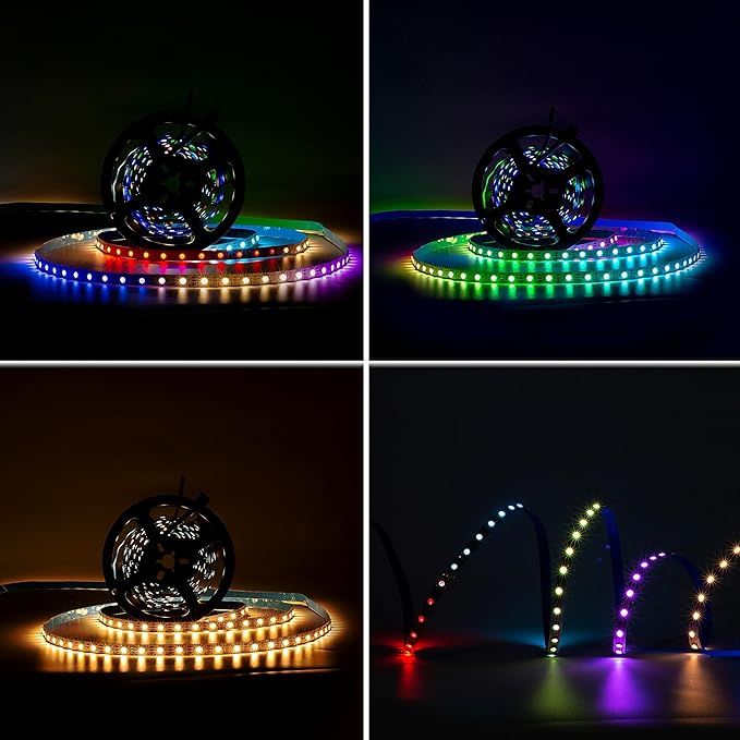 DC5V SK6812 (Similar WS2812B) RGBW RGB+Neutral White Led Strip Light 60leds/Pixels/m Individually Addressable 4Color in 1LED Dream Color (16.4ft(5m) 300leds IP65) (No Adapter or Controller)