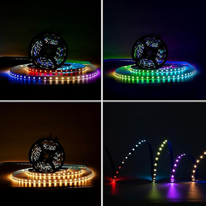 DC5V SK6812 (Similar WS2812B) RGBW RGB+Neutral White Led Strip Light 60leds/Pixels/m Individually Addressable 4Color in 1LED Dream Color (16.4ft(5m) 300leds IP65) (No Adapter or Controller)