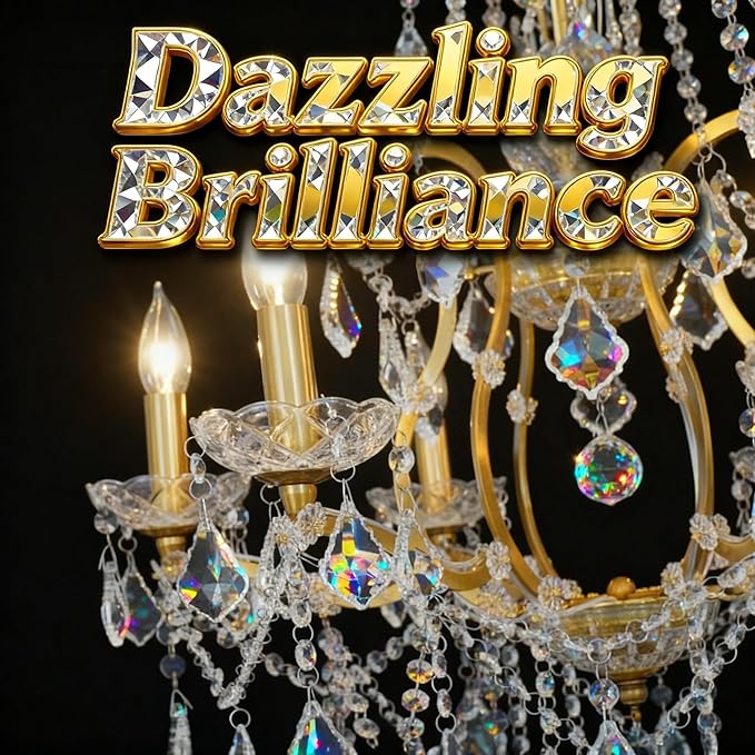 Antique Gold Crystal Chandeliers, Polished Golden Bronze Farmhouse Chandeliers 18-Light Crystal Candle Chandelier Ceiling Hanging Light Fixture Entrance Foyer Kitchen