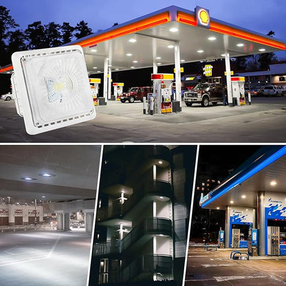 55W LED Garage Canopy Light, 7425LM 5000K LED Gas Station Canopy Ceiling Light(250W HPS/MH Equiv),for Commercial Residential Lighting 100-277V AC, 5 Year Warranty, IP65 UL Listed