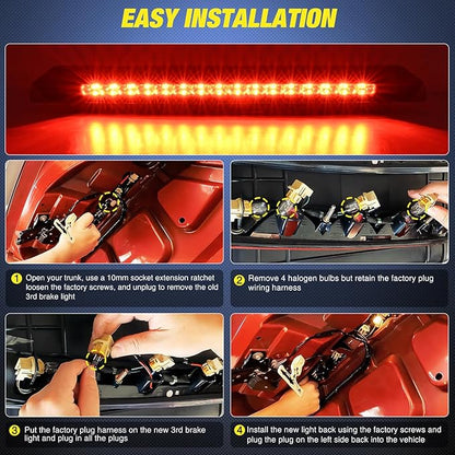 Nilight Third Brake Light Tail High Mount 3rd Stop Lights Smoked Lens Compatible with Ford Mustang 1999 2000 2001 2002 2003 2004 Car Rear Center Cab Lamp