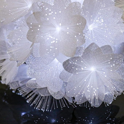 Cool White Flower Fibre Optic Fairy Lights,20 LED Flower String Lights 14 FT Waterproof Fairy Light Battery Operated for Indoor Outdoor Wedding,Christmas,Garden,Party Decoration