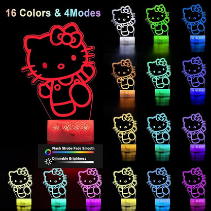 KIEAL 16 Colors Cartoon Night Light, Anime Character Change Decor Lamp with Remote, Dim, Timer, Fans Kids Gifts for Christmas Birthday Boys Girls