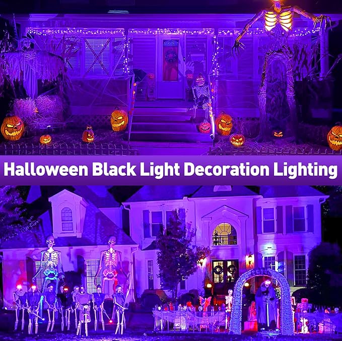 Rechargeable LED Black Light, Battery Powered Portable Blacklight, 400nm LED Flood Light Black Lights, Neon Glow Party, Blacklight Catfishing, Halloween, Glow in The Dark Decoration 2 Pack