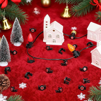 240PCS Extra Strong Magnetic Christmas Light Clips for C9 Socket Transparent Round Halloween Light Hooks for Outside Decor, Fence, Steel Gutters and Roofs Outdoor Patio Lighting, Black
