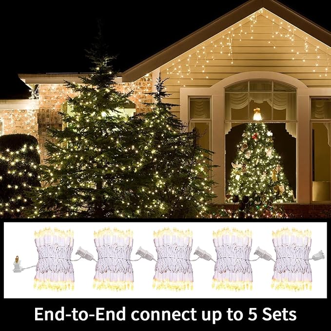 LAMPHOME 100 Count 19.6ft White Christmas Lights, Indoor Outdoor White String Lights, UL Mini Bulb Plug in Fairy Twinkle Lights for Bedroom Classroom Garden Patio Christmas Tree Decor
