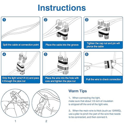 SUNVIE Fastlock2 Low Voltage Wire Connector Landscape Lighting Connectors Waterproof 12-18 Gauge Wire Connectors for Low Voltage Landscape Lights Outdoor Landscape Path Lights, 20 Pack