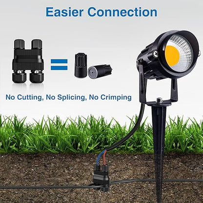 SUNVIE Fastlock2 Low Voltage Wire Connector Landscape Lighting Connectors Waterproof 12-18 Gauge Wire Connectors for Low Voltage Landscape Lights Outdoor Landscape Path Lights, 20 Pack
