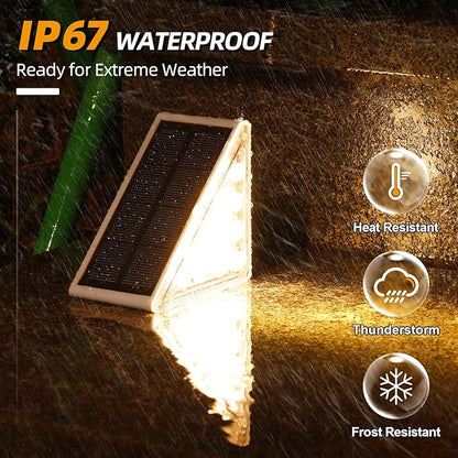 NIORSUN Solar Step Lights,16 Pack Warm White Solar Stair Lights Outdoor Waterproof IP67 Auto On Off,Solar Lights for Steps,Stair,Patio,Yard,Porch,Front Door,Sidewalk,Deck Decor