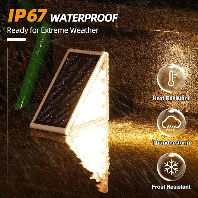 NIORSUN Solar Step Lights,12 Pack RGB Solid Color Changing Solar Stair Lights Outdoor Waterproof IP67 Auto On Off,Solar Lights for Steps,Stair,Patio,Yard,Porch,Front Door,Deck Decor