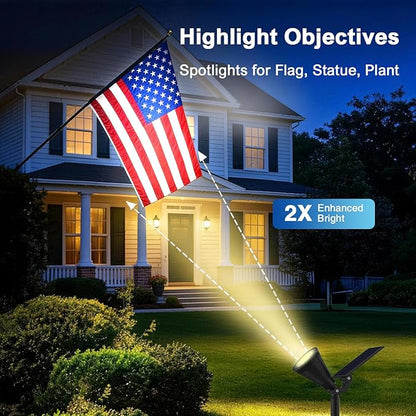 8 Pack Solar Lights Outdoor Waterproof IP65,3000K Super Bright LED,2 Lighting Modes, Solar Powered Yard Garden Solar Spot Lights for Flag Landscape Auto On/Off