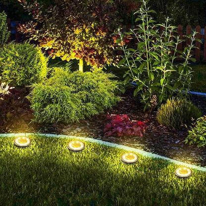Joomer Solar Ground Lights, 8 Pack 8 LED Solar Lights Outdoor IP68 Waterproof Solar Disc Lights In-Ground Landscape Lighting Outdoor Lights for Patio Pathway Lawn Yard Driveway Walkway (Warm White)