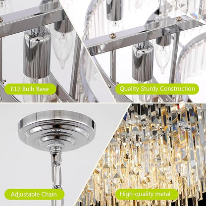 Crystal Chandelier Lighting 31'' for Dining Rooms Bedroom Foyer Entryway Ceiling Hanging Pendant Chandelier Light Fixture Lamp