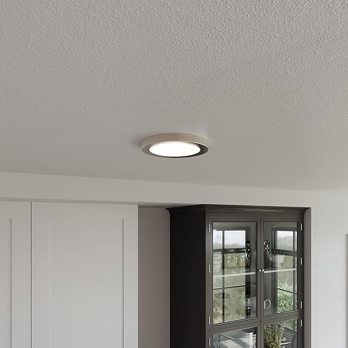 Design House Paxton Integrated LED Ceiling Disk Light, Flush Mount, Dimmable, Brushed Nickel, for Kitchen, Bathroom, Bedroom, Hallway – Design House, 588152
