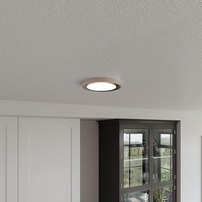 Design House Paxton Integrated LED Ceiling Disk Light, Flush Mount, Dimmable, Brushed Nickel, for Kitchen, Bathroom, Bedroom, Hallway – Design House, 588152